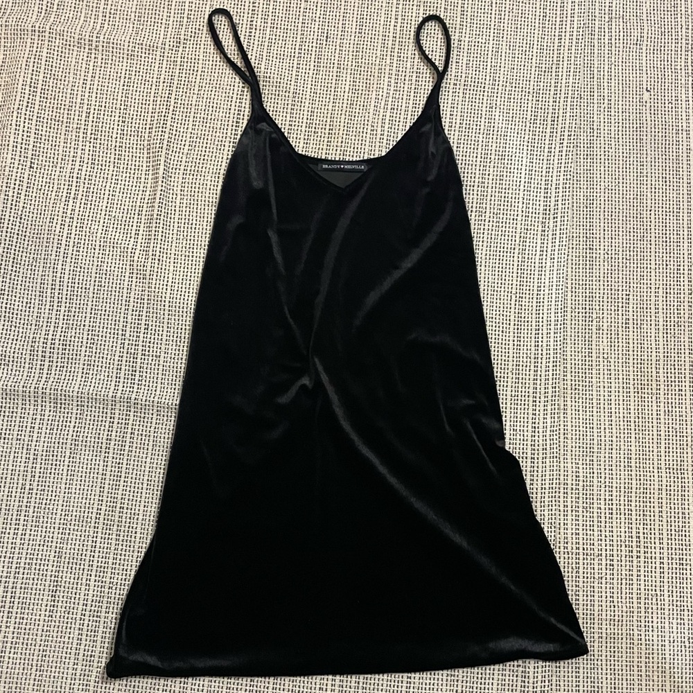 Brandy Melville Black Velvet Slip Dress